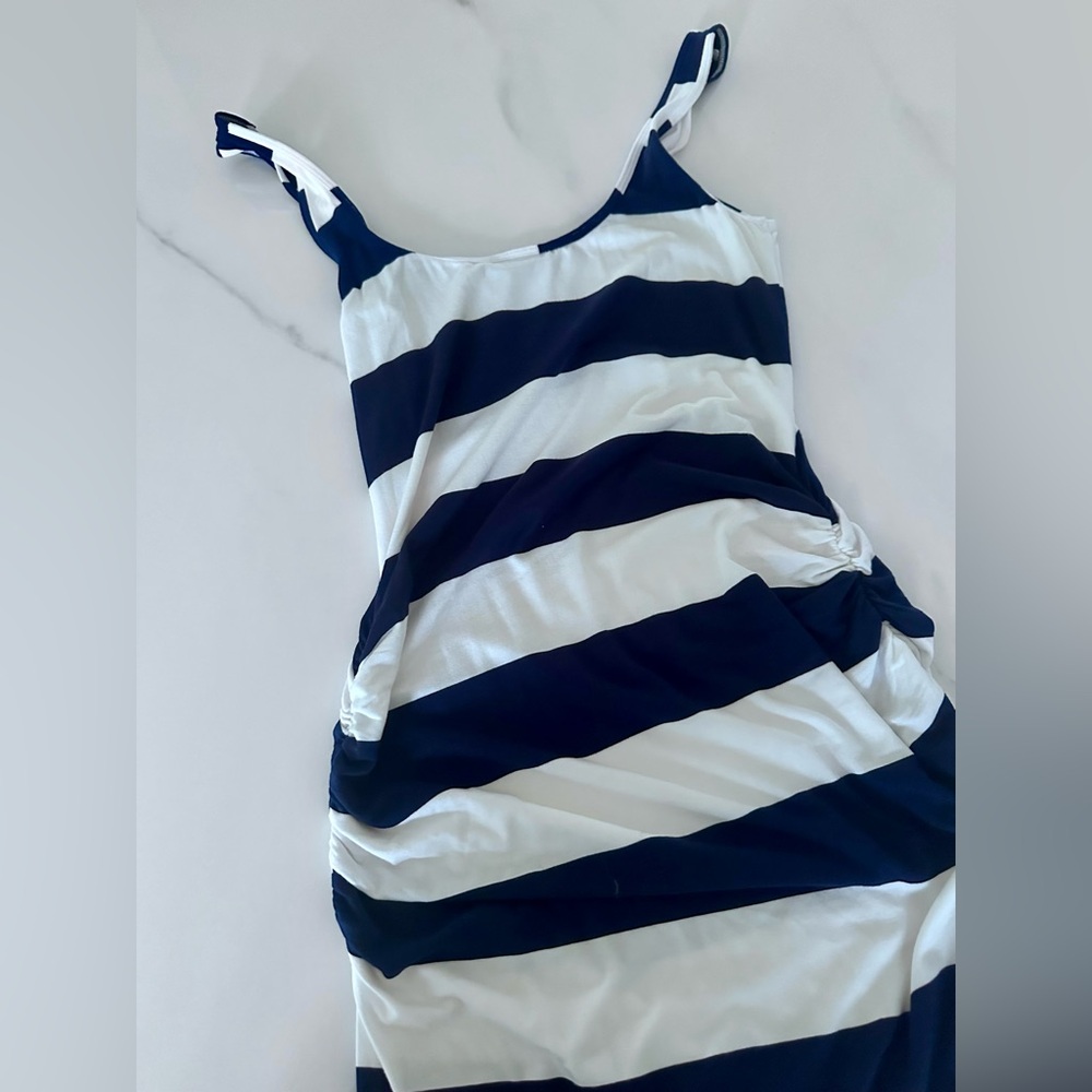 Tommy Bahama Beach Block Stripe Maxi Dress Mare Navy, XXS - Picture 7 of 7